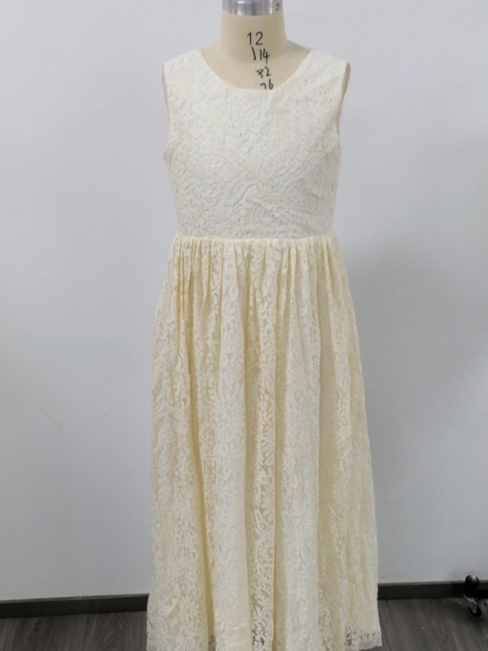 Girls' Cream Lace Maxi Dress - Sleeveless Formal Dress